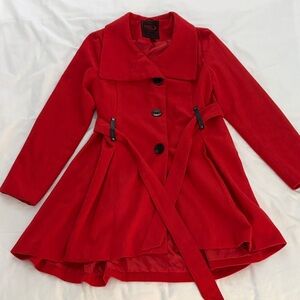 Red Wool Coat with Belt